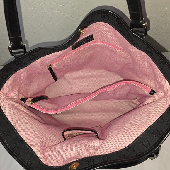 Dooney & Bourke Large Black Signature / Logo Canvas Shoulder Tote Bag - Picture 9 of 15